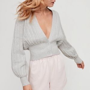 Aritzia Wilfred Thais Plunge neck button knit sweater excellent condition.
